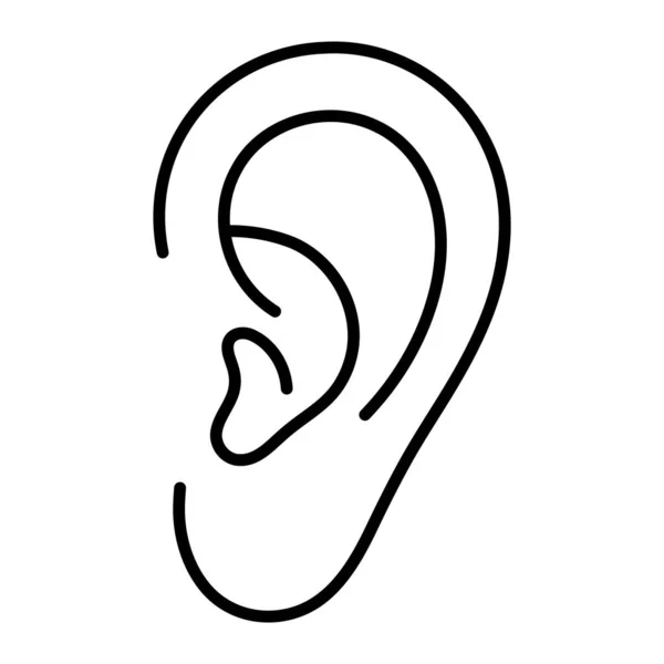 Kulak vektör simgesi. İşitme, dinleme, ses ve sağlık hizmetleri tasarımı için basit siyah çizgi çizimi.