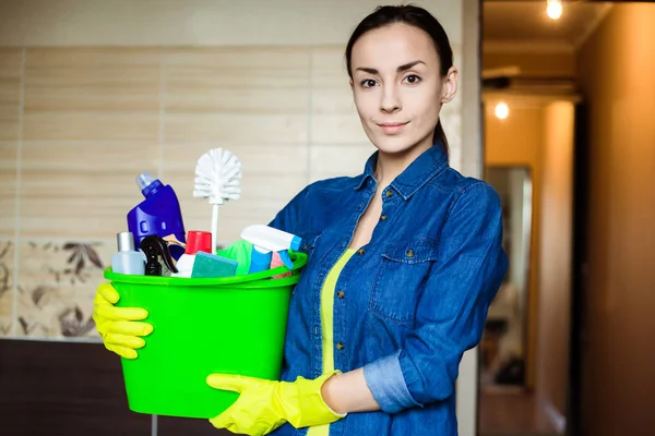 Woman Equipment Supplies Cleaning House Hands — Stock Photo, Image