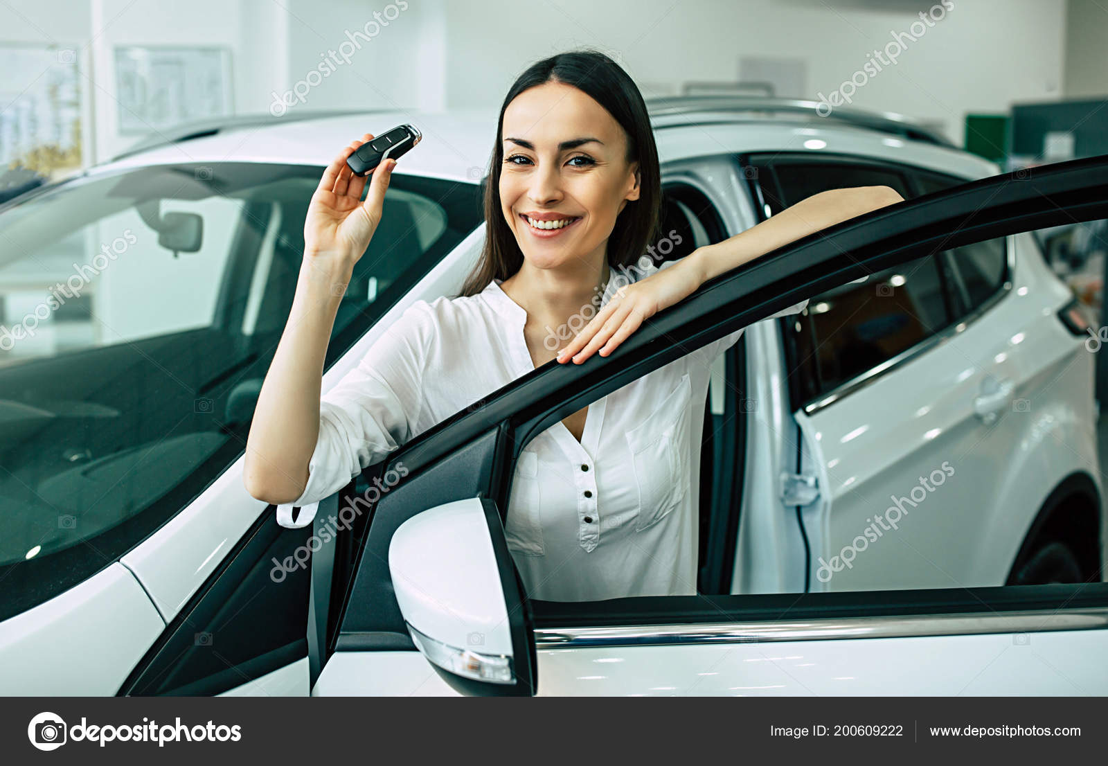 Key Car Dealership >> Portrait Happy Woman Standing New Modern Car Dealership Key Car Dealership >> Portrait Happy Woman Standing New Modern Car Dealership