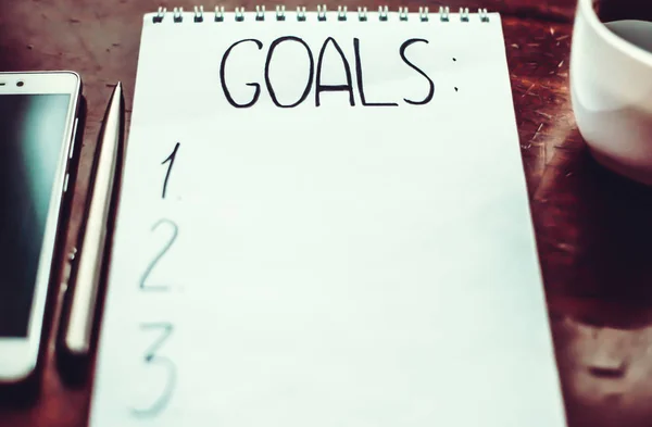 Notebook with goals list — Stock Photo, Image