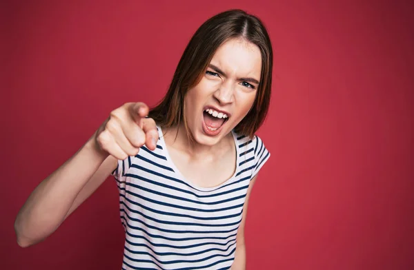 Retrato Una Joven Gritando Rabia — Foto de Stock