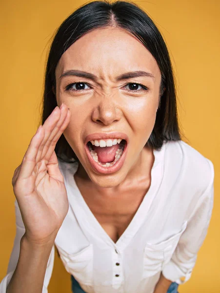 Close Portrait Screaming Woman — Stock Photo, Image