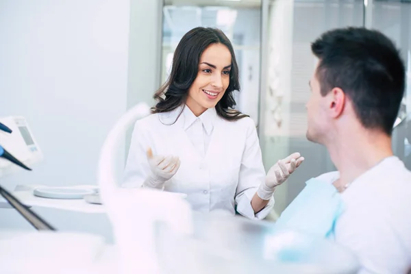 Dental Clinic Professional Dentist Spacious Dentist Room Wearing Medical Clothes — Stock Photo, Image