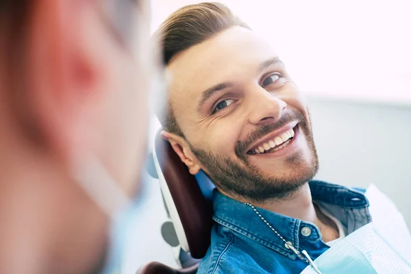 Perfect Result Dentists Work Which Seen Beautiful White Smile Patient — Stock Photo, Image