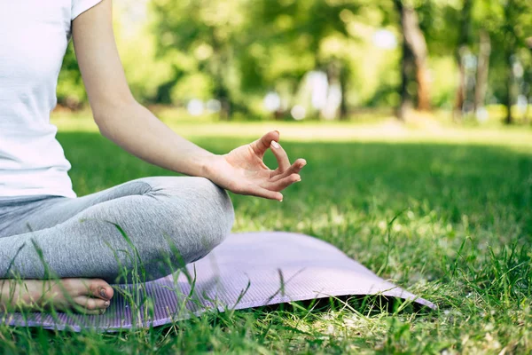 Ochtend Yoga Gezonde Levensstijl Bijgesneden Foto Van Jonge Slanke Vrouw — Stockfoto