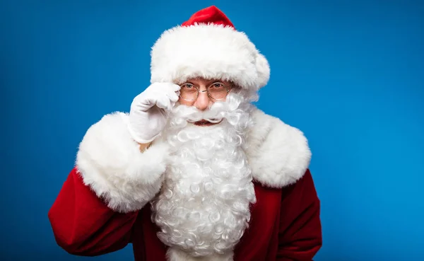 Navidad Año Nuevo Concepto Retrato Del Hombre Traje Santa Clause — Foto de Stock