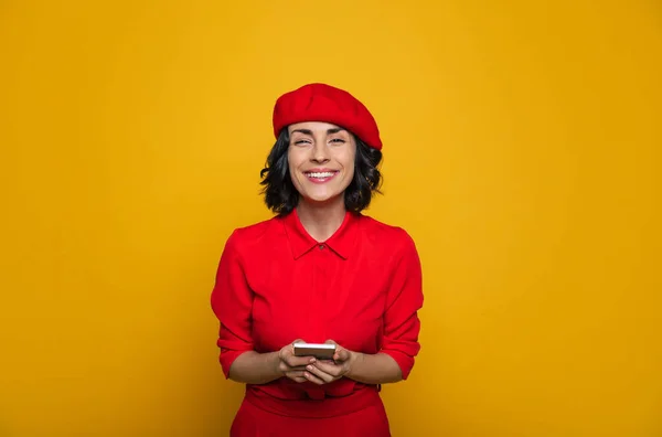 Qué Lindo Viaje Foto Media Longitud Una Linda Mujer Vestida —  Fotos de Stock