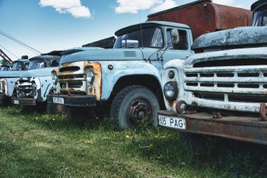 Terk Edilmiş Yard 'daki Paslı Sovyet Kamyonları