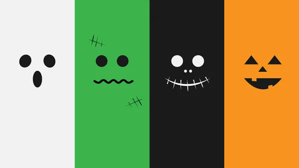 Halloween Monstres Visage Vecteur Illustration — Image vectorielle