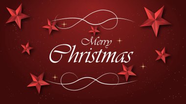 Christmas background or greeting card with red gradient background and red colored stars 