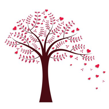 Love tree with leaves and hearts