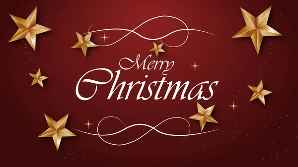 Christmas background or greeting card with red gradient background and copper colored stars