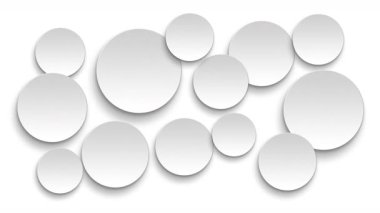 Abstract animated background with moving white 3D circles with shadows, concepts, ideas, 4k, transparent background with alpha channel, seamless loopable element