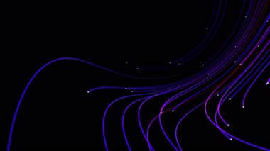 Abstract dynamic optic fiber data stream animation with flowing lines and glow effect, perfect for technology, network or digital communication themes, transparent background with alpha channel