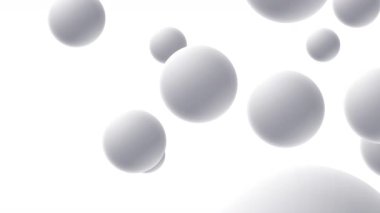 Beyaz yüzeyi ve gölgeleri, beyaz rengi, kavramları, fikirleri, 4k, alfa kanallı şeffaf arkaplanı olan üç boyutlu uzayda soyut uçan ve hareket eden küreler