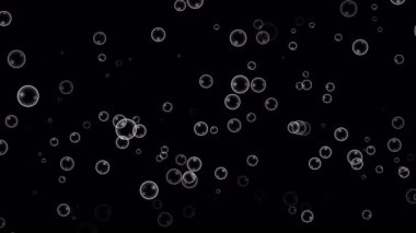 Zarif minimalist siyah-beyaz sabun köpükleri animasyon arka planı veya görüntü örtüsü, şeffaf arka plan ve alfa kanalı, sinematik veya sanatsal projeler için mükemmel