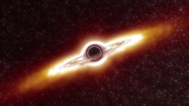 Abstract scientific black hole animation, deep space scene with starry background, concepts, ideas, 4k