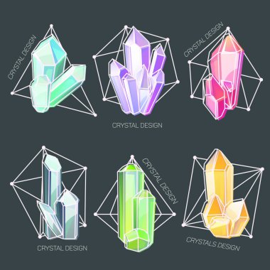 Geometrik şekilli çerçevesindeki doğal kristaller