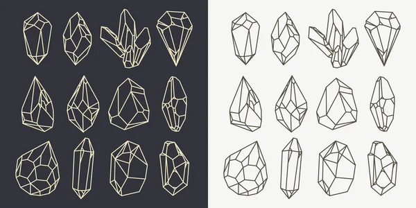 Silueta geométrica de cristales blancos y negros — Archivo Imágenes Vectoriales