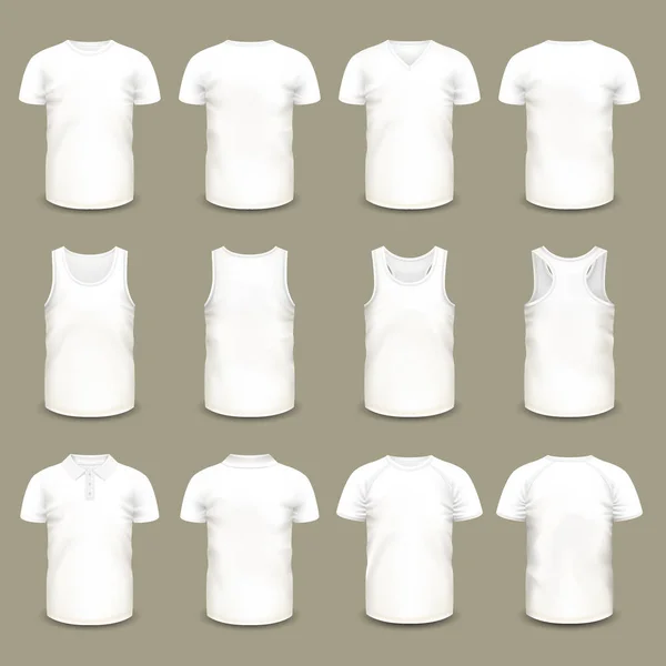 Комплект изолированных спортивных футболок для мужчин и женщин — стоковый вектор