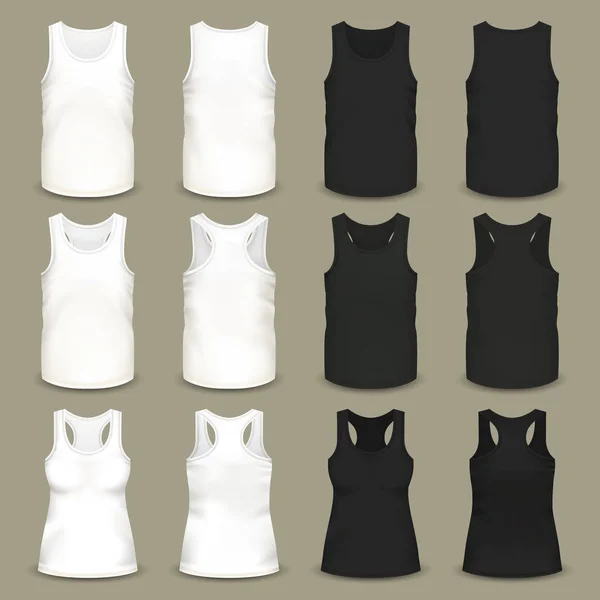 Мужские и женские пустые стройные футболки — стоковый вектор