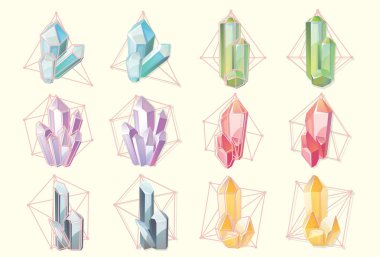 Değerli taşlar izole kontur ayarla,