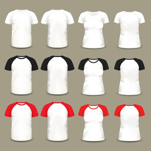 Набор изолированных футболок и рубашек от Рэглана — стоковый вектор