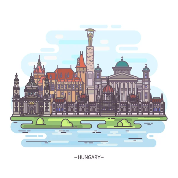 Famous places of Hungary, outdoor view, travelling — Stock Vector