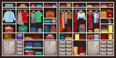 Giysi ile kadın ve erkek dolapları