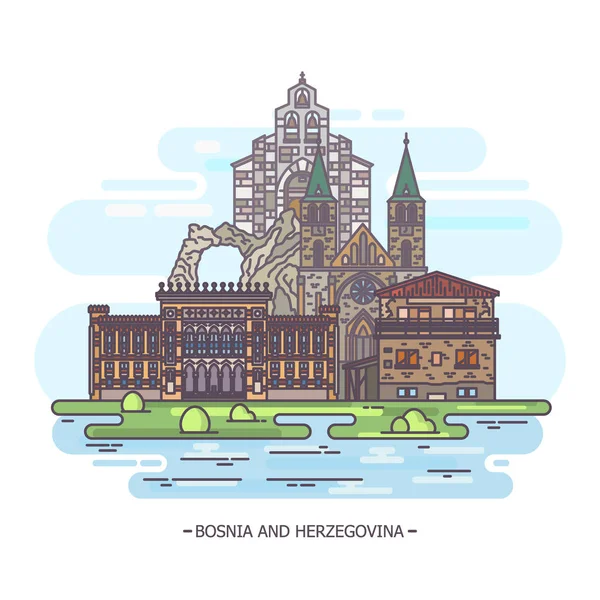 Nevezetességek-Bosznia és Hercegovina — Stock Vector