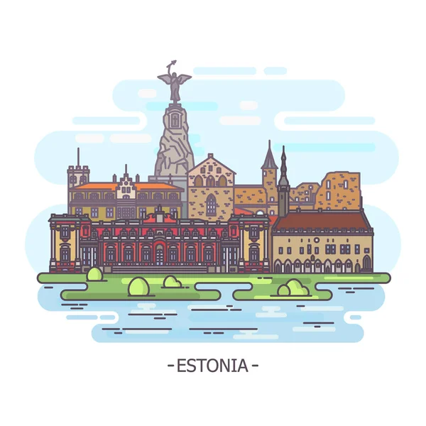 Estonia monumentos arquitectónicos. Monumentos estonios — Archivo Imágenes Vectoriales