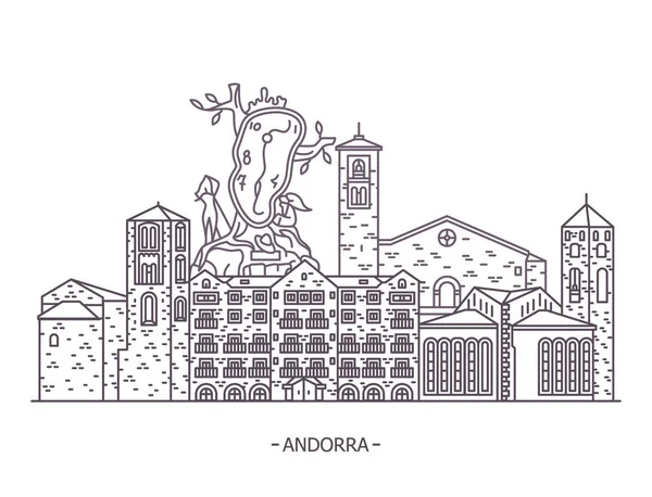 Markah tanah arsitektur Andorra - Stok Vektor