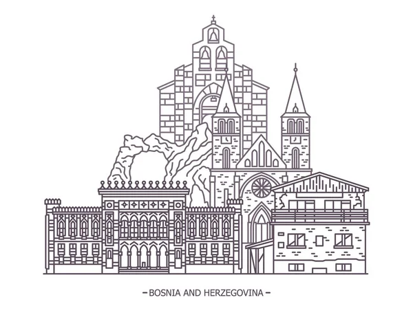 Bezienswaardigheden van Bosnië en Herzegovina — Stockvector