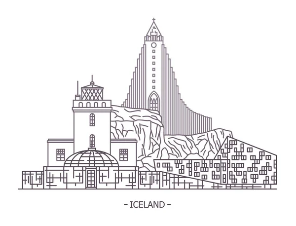 Markah tanah arsitektur Islandia - Stok Vektor