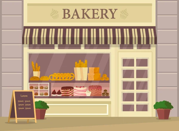 Αρτοποιείο κτίριο ή στο φούρνο, κατάστημα, κατάστημα εξωτερικά — Διανυσματικό Αρχείο