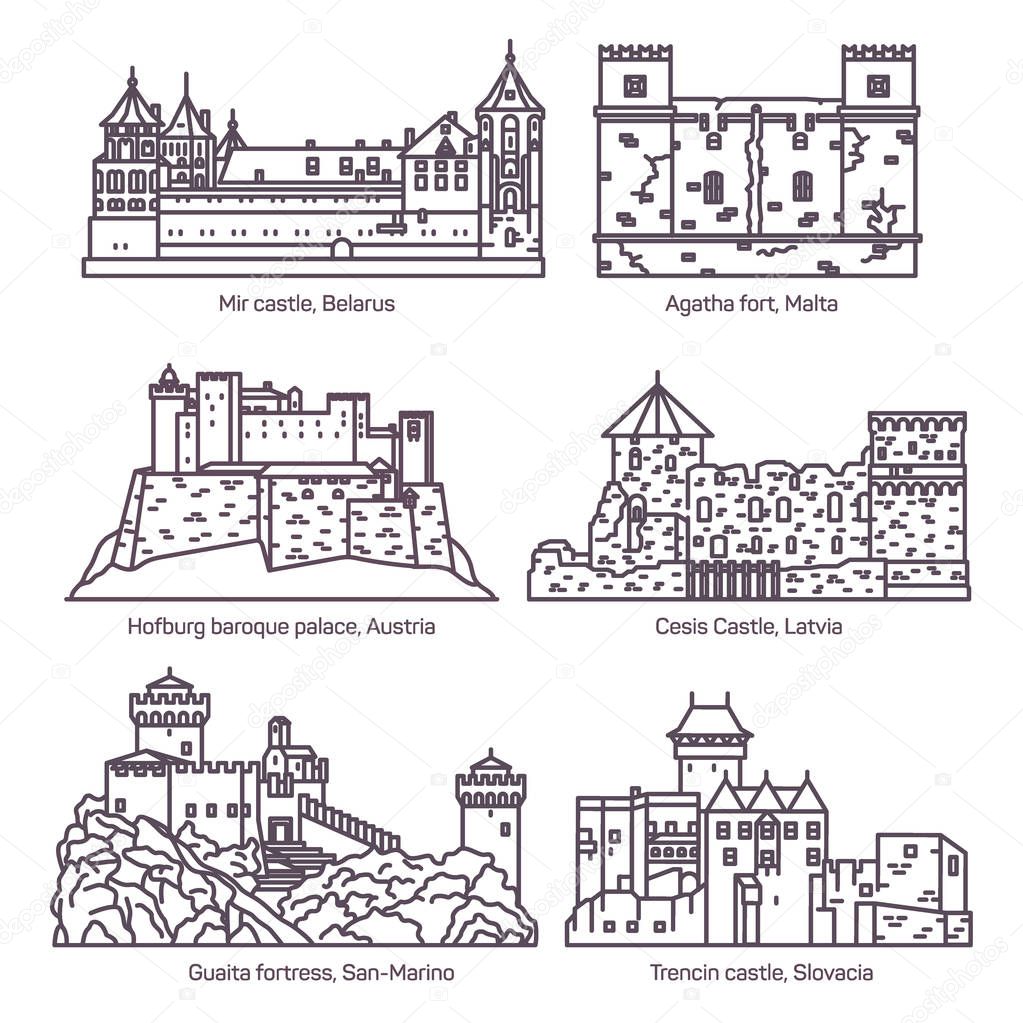 Architecture castle and fort buildings of medieval