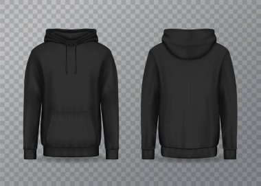 Şeffaf izole arka ve ön adam hoody