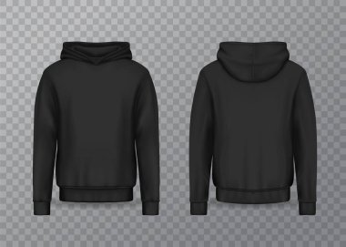 Gerçekçi erkek hoodie veya siyah 3d kapüşonlu, sweatshirt