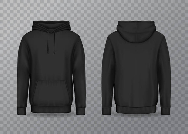 Isolated back and front man hoody on transparent