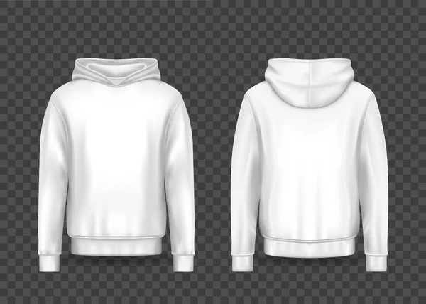 Bílá 3d muž mikina nebo realistické muži hoody mockup — Stockový vektor