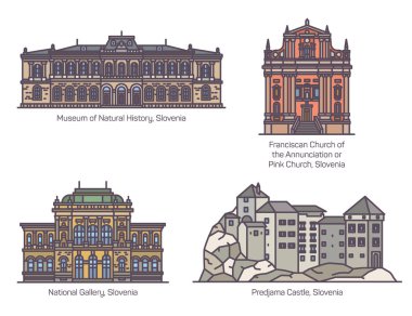 Izole Slovenya anıtlar ve binalar seti