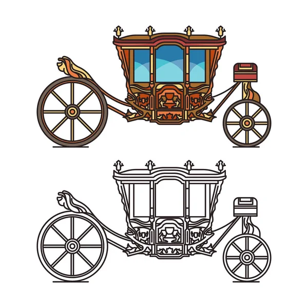 Свадьба или свадебная карета, ретро королевская колесница — стоковый вектор