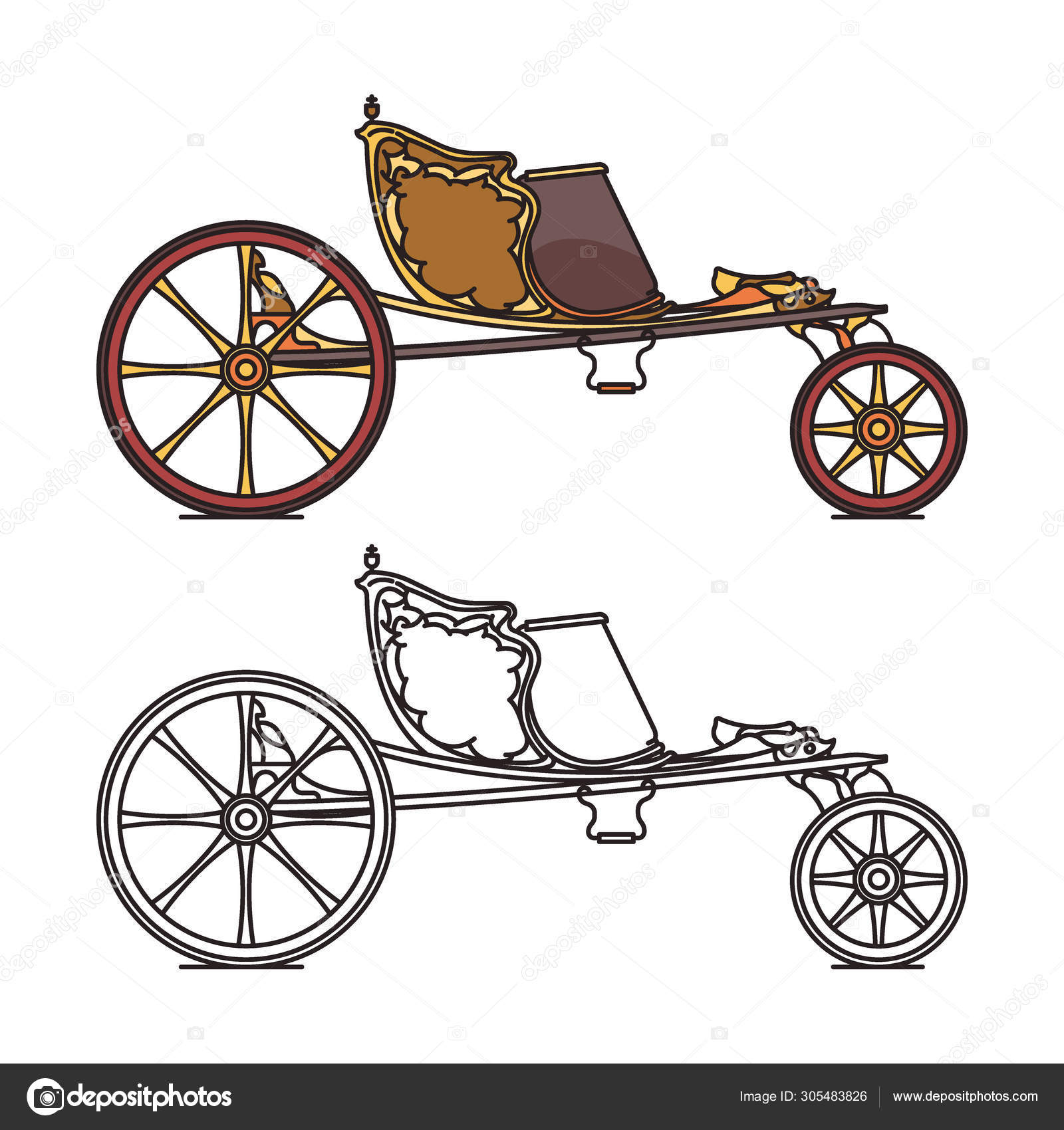 Klassisk retro-transport eller åpen vogn med årgang stockvektor © Gendzi  #305483826, image size:1600x1700