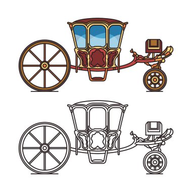 Retro chariot for weddings or old buggy, carriage clipart