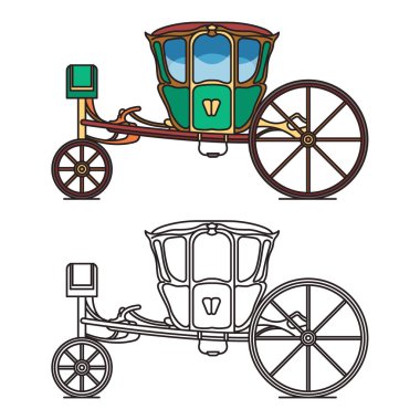 Yeşil retro arabası veya kral at arabası, araba