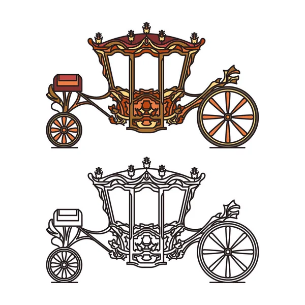 Transporte de rueda medieval real o carro vintage — Vector de stock