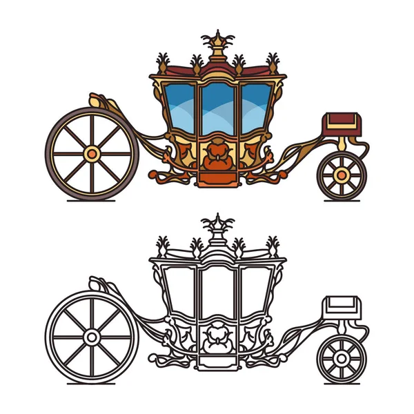 结婚的马车或老式战车 — 图库矢量图片
