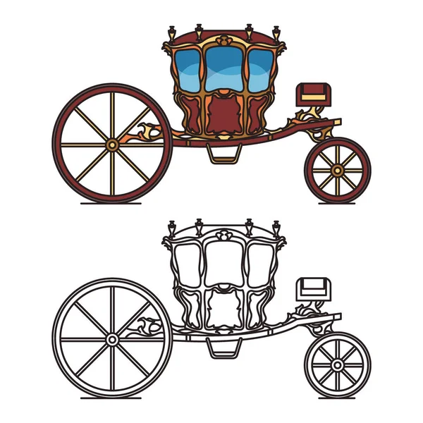 Dormeuse Chariot för äktenskap eller kunglig vagn — Stock vektor