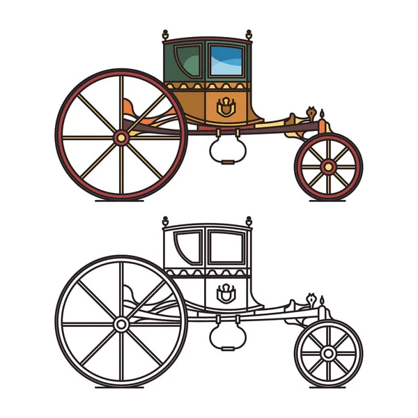 왕 복고풍 마차 또는 공주 빈티지 전차. — 스톡 벡터