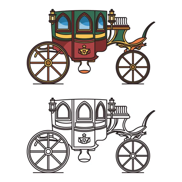 Transporte para reina o iconos de carro victoriano — Vector de stock